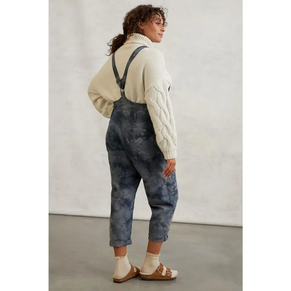 Anthropologie The Wanderer Tie Dye Overalls Size 27/4 Jumpsuit Blue Straight Leg